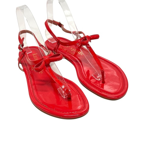 Kate Spade New York Piazza Patent Leather Coral Rose T Strap Sandals Women’s 9 - Picture 1 of 13